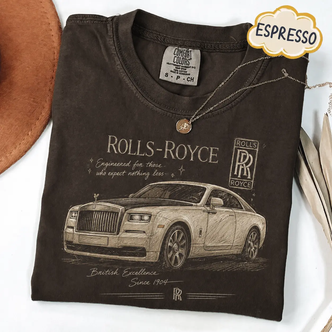 Rolls Royce Comfort Colors T Shirt, Luxury British Car Graphic Tee, Vintage Automotive Heritage Design, Classic Prestige Motor Enthusiast Gift for Men and Women