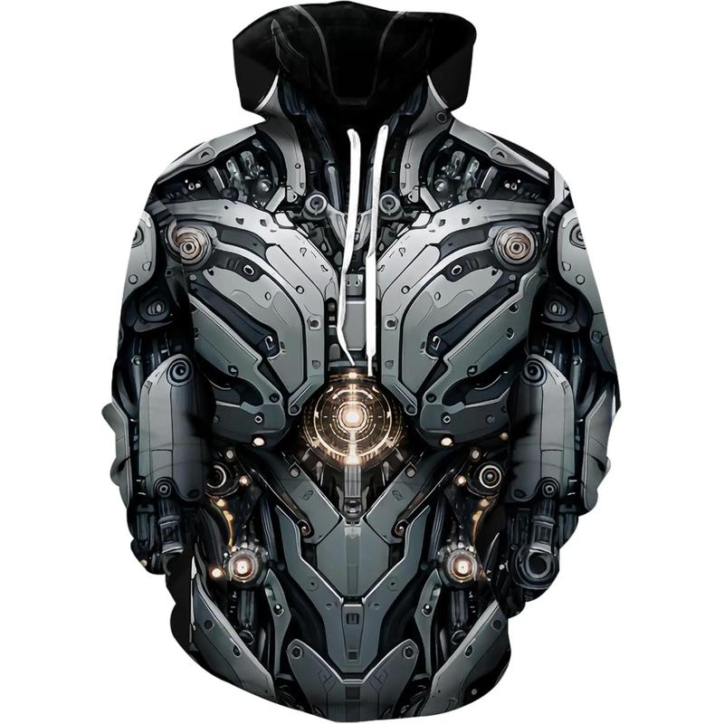 Men's Full-Body Cyberpunk Mecha Jacket - Heavy-Duty Robot Suit Costume with Hooded Design, All-Season Wear for Cosplay, Halloween & Streetwear - Futuristic Sci-Fi Outfit, Durable & Comfortable Mecha Armor Pullover |   Unisex