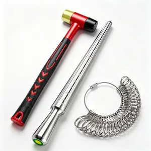 Dual-Head Jewelry Mallet & Ring Sizing Kit - Ring Mandrel with Metal Ring Sizer Gauge for Resizing & Shaping