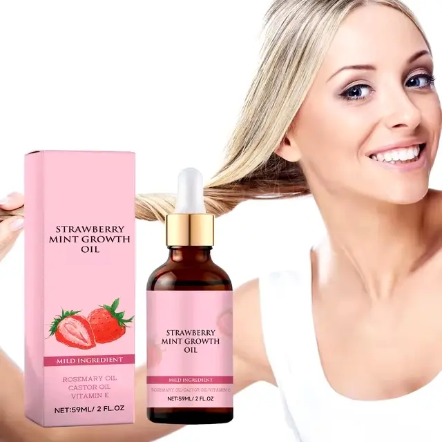Strawberry Mint Growth Oil,Hair Care,Hair Growth Oil, Natural Hair Essences Oil,Strawberry Mint Hair Oil For For Thin Hair Dry Damaged Hair,59ml
