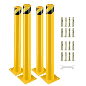 【GARVEE】Steel Safety Bollards 48Inch High Bollard Post In Ground Removable Barrier Posts With 16 Bolts Outdoor Traffic Barrier for Crowd Control Area|4.5Inch Diameter 4pcs