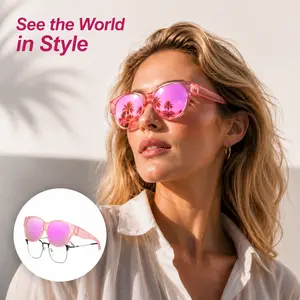 Polarized Sunglasses for Men Women, UV400 Protection Fit Over Glasses, Trendy Round Cat Eye Shades Large Lens Sun Glasses for Daily Use Outdoor Travel