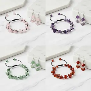 QueLindo - Combo Shamballa - Bracelet & Earrings - Natural & Handcrafted