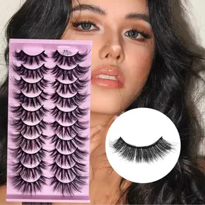 10 Pairs Natural Dense Fox Eye False Lashes, Pointed Tip Long Fluffy Curl Eyelashes, Reusable, Perfect for Glamorous Makeup Look