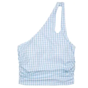SwimZip Women’s UPF 50+ One Shoulder Crop Tankini Top