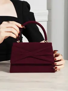 Ultra-luxurious burgundy velvet bag! Retro pleats gold buckle deliver. Ideal for commutes, evenings weddings. Spacious for phone, lipstick  powder; carry by hand or crossbody. Timeless French style, universally flattering color. A versatile must-have!
