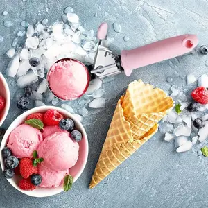 Ice Cream Scoop Cookie Dough Scoop with Trigger, / Handle, Stainless Steel, Portion Control, Comfortable Handle
