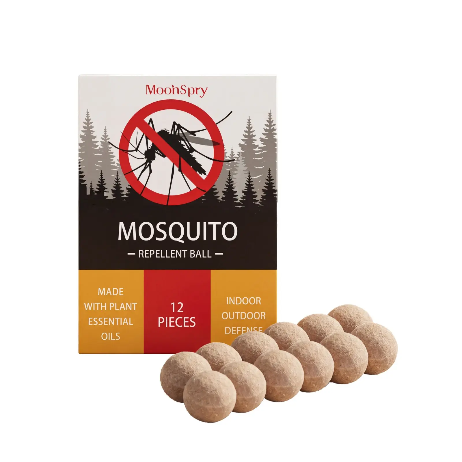Mosquito Repellent Balls, 12 Pack Natural Plant-Based Mosquito Deterrent for Indoor & Outdoor Use, Long-Lasting Protection for Patio, Yard, Camping, Fishing, Travel, Home and Garden