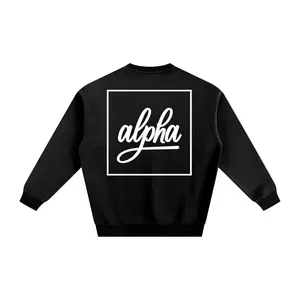 Love Alpha Black Sweatshirt with "alpha" Design, Round Neck, Long Sleeves, Cotton Blend Fabric, Casual Style for Men