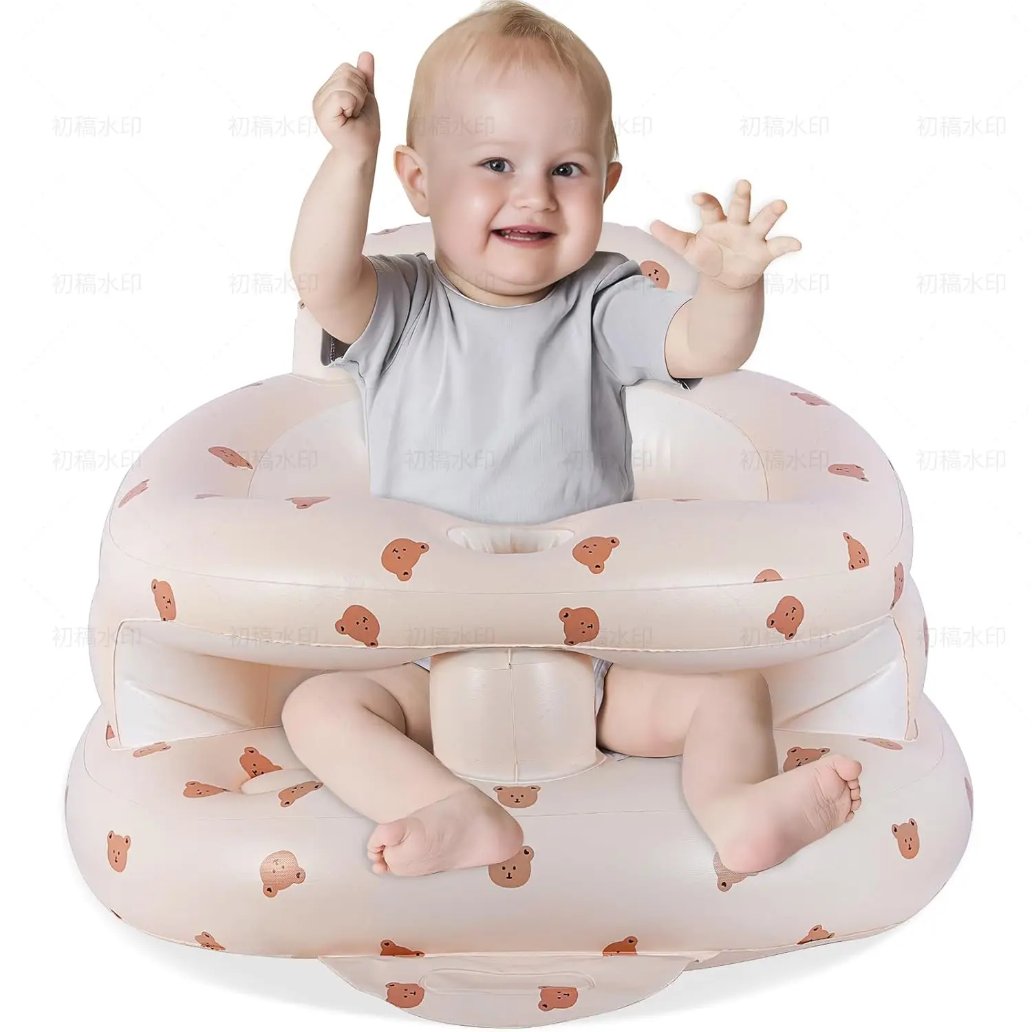 Halloween Fall Gift Baby Inflatable Seat with Guardrails for 3-36 Months, Built-in Air Pump, Toddler Support Chair for Sitting Up, Baby Shower & Floor