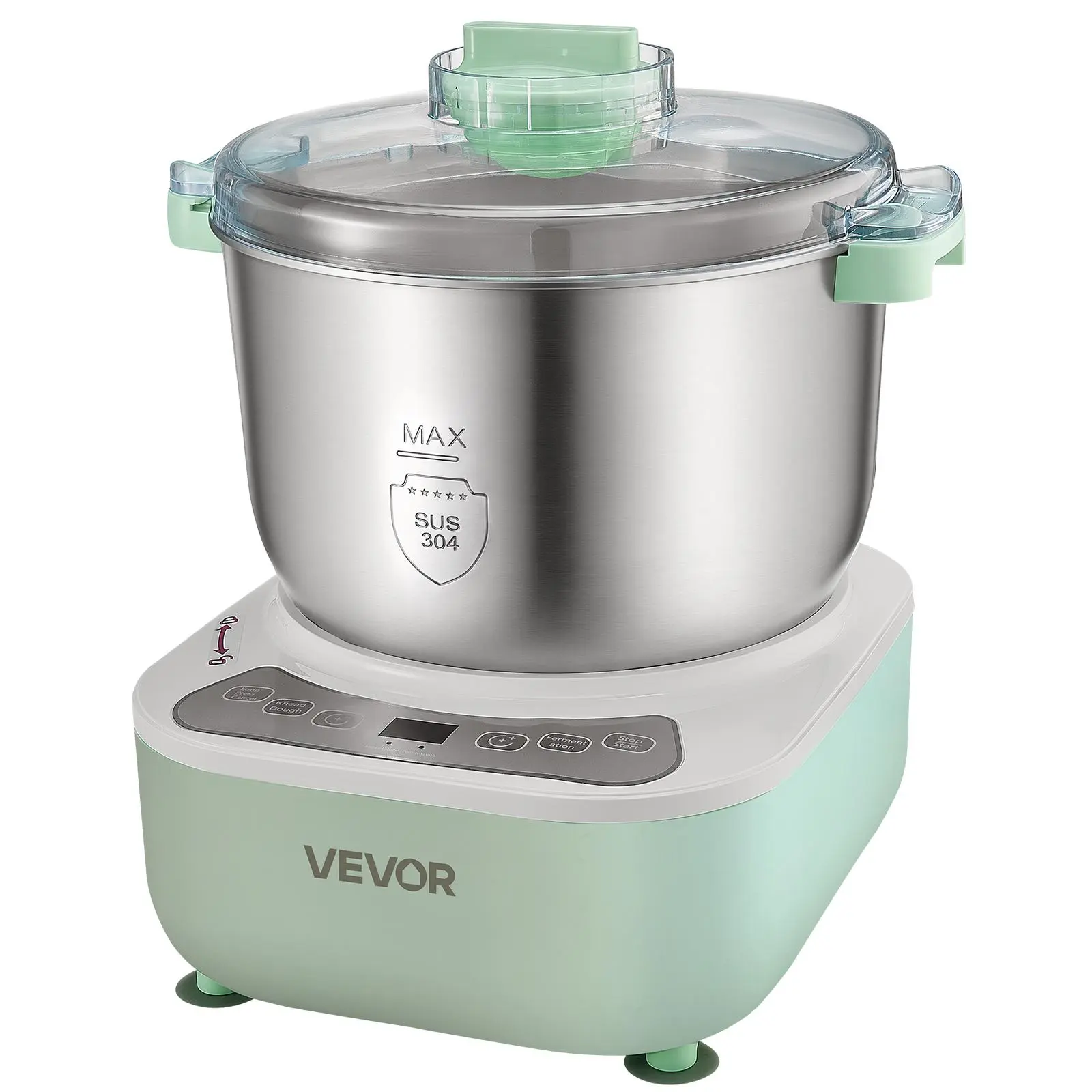 VEVOR Dough Mixer 6.9 Quart Electric Dough Maker with Ferment Function, for Pizza, Pasta, and Sourdough, 304 Stainless Steel Bowl, Timer, Face-up Control Panel, Household Dough Kneading Machine