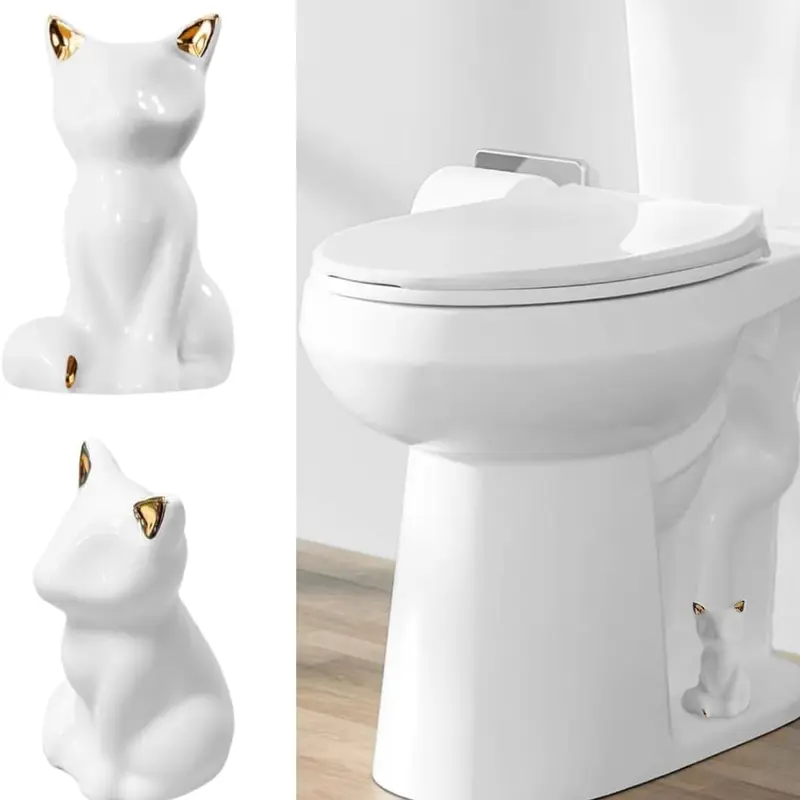 2 Pack Toilet Bolt Covers, Ceramic Toilet Bolt Caps Lovely Cate Toilet Screw Cover Caps, Fashion Toilet Decorative Avoid Rusting of Bolts