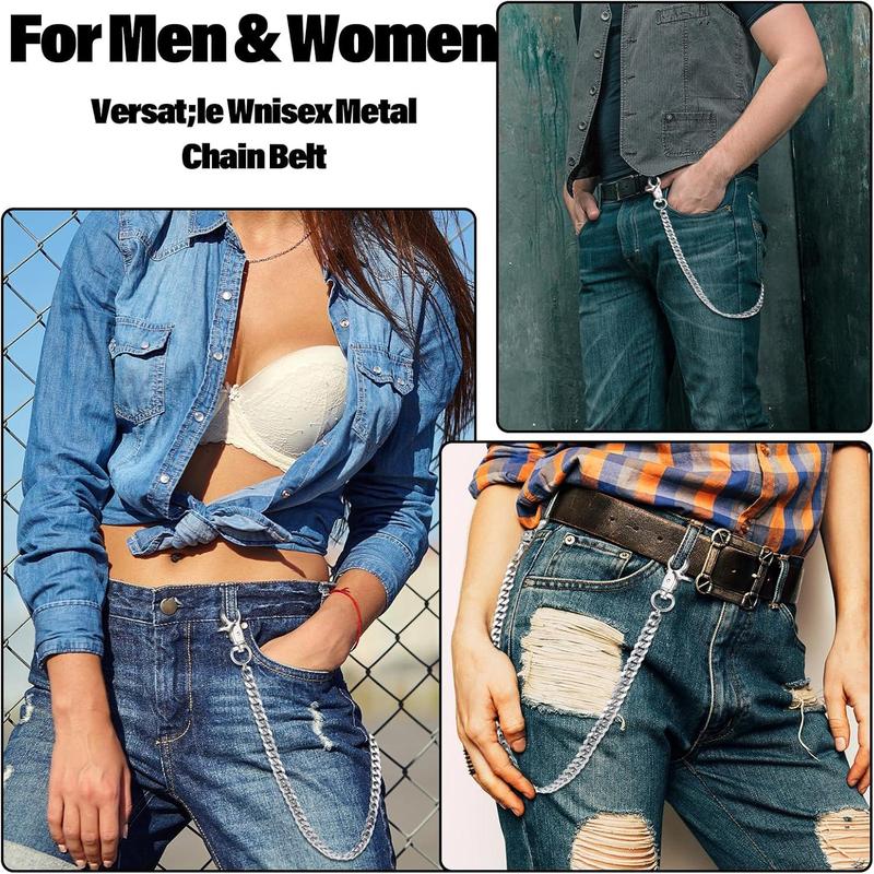 Chain for Pants,Metal Wallet Chains for Men,Double Lock Jean Chains,Punk ,Belt Chain Men for Pants Key  Hop Keyholder Trucker Biker (50cm)