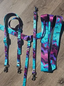 Blue and purple swirl tack set