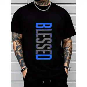 Men's Plus Size Casual Crew Neck Menswear T-Shirt - Soft Short Sleeve, Stylish Geometric-Pattern, Smooth Cotton Knit Fabric, Medium Stretch Basic Sports Top for Leisure, Machine Washable Breathable Fit