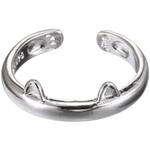 Japan and South Korea Fashion Super Cute Cartoon Cat Paw Footprint Ring Cute Animal Cat Ear Personality Opening Ring