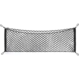 Universal Adjustable Elastic Trunk Cargo Net - Nylon Mesh Double-Layer Storage Organizer Compatible with SUV, 35.4 x 15.7 Inch