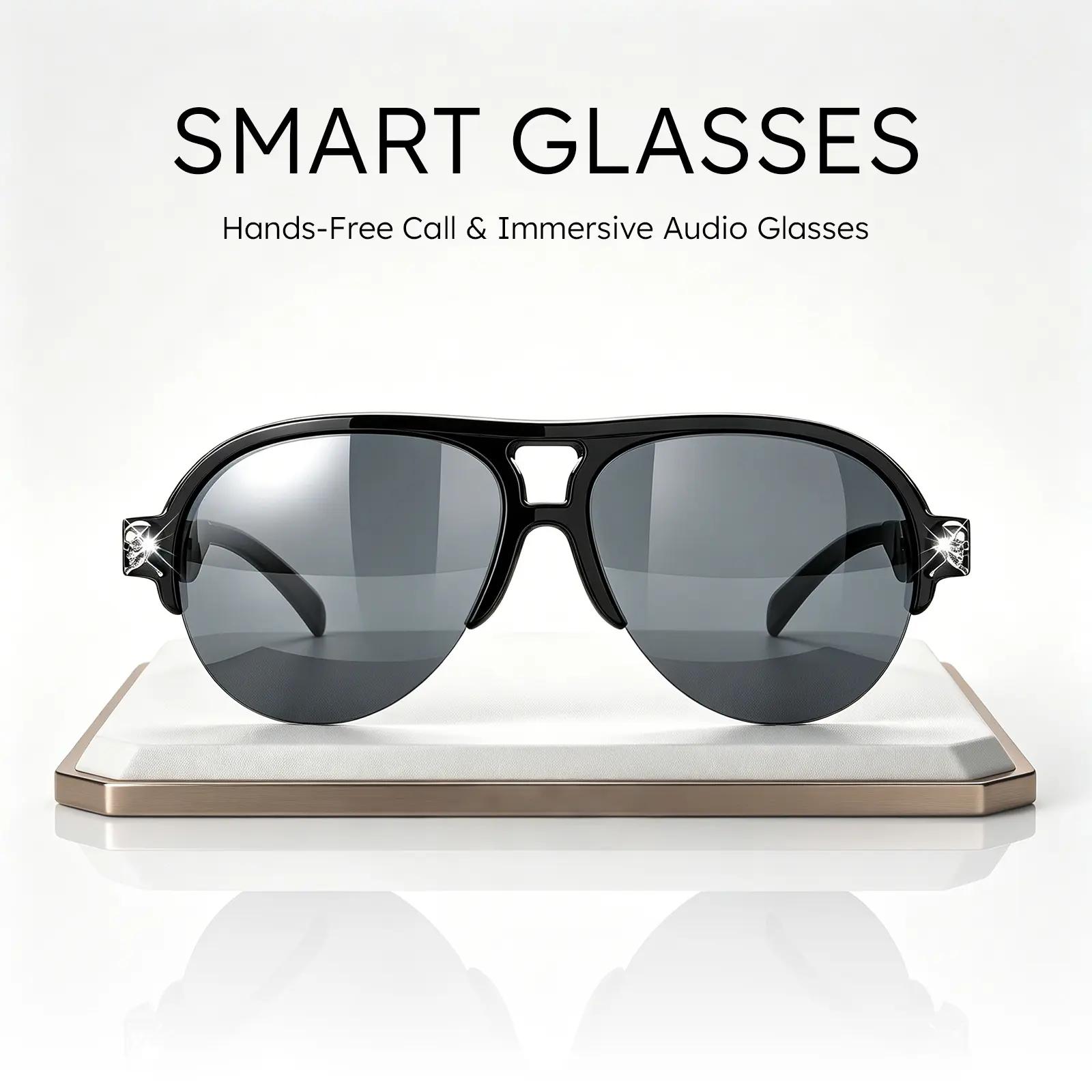 F08 MAX Unisex Wearable Lightweight Smartwear Smart Audio Sunglasses, Wireless Bluetooth 5.4 Eyeglasses with Open-Ear HD Speakers & Mic, UV400 Polarized Lenses for Outdoor Driving Sports