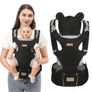 1Pc Black Multi-Functional Baby Carrier with Horizontal Holding Position, Dual-Position Front/Back Carrying for Hands-Free Use. Adjustable Forward-Facing Sling Suitable for Infants, Ideal for Travel. Adjustable Ergonomic Carrier