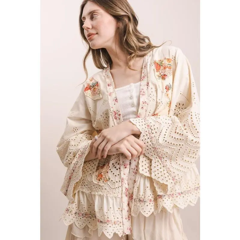 FLOWER PATCH & EMBROIDERED RUFFLE Duster