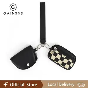 GAINSNS Women'S Checkerboard Plaid Checkered Wristlet Wallet with Detachable Keychain - Dual Pouch, Zipper Coin Purse , Stylish Small Accessory for Everyday Use, Coin Storage | Stylish Wristlet