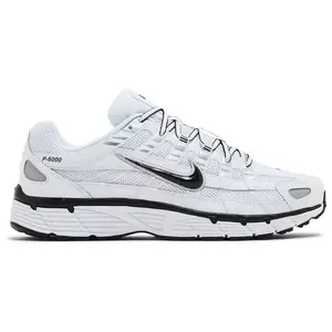 Nike P-6000 White Metallic Silver Black Unisex Mens Chunky Sneaker - Athletic Training Everyday Wear Shoe