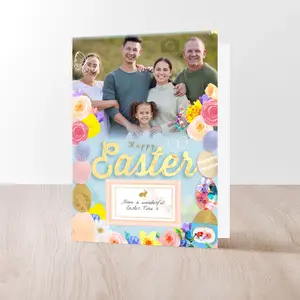 Personalized Family Easter Photo Card (5x8 Folded / 10x8 Open) – Turn your favorite moments into a beautiful keepsake and share the joy of Easter with love