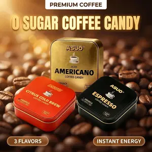 ASUO Coffee Energy Candy, Strong Caffeine Coffee Bean Candy for Instant Energy Boost, Anti-Fatigue Chewy Snack for Study Driving Working, Portable Coffee Hard Candy Gift Tin Box. Easy to carry.