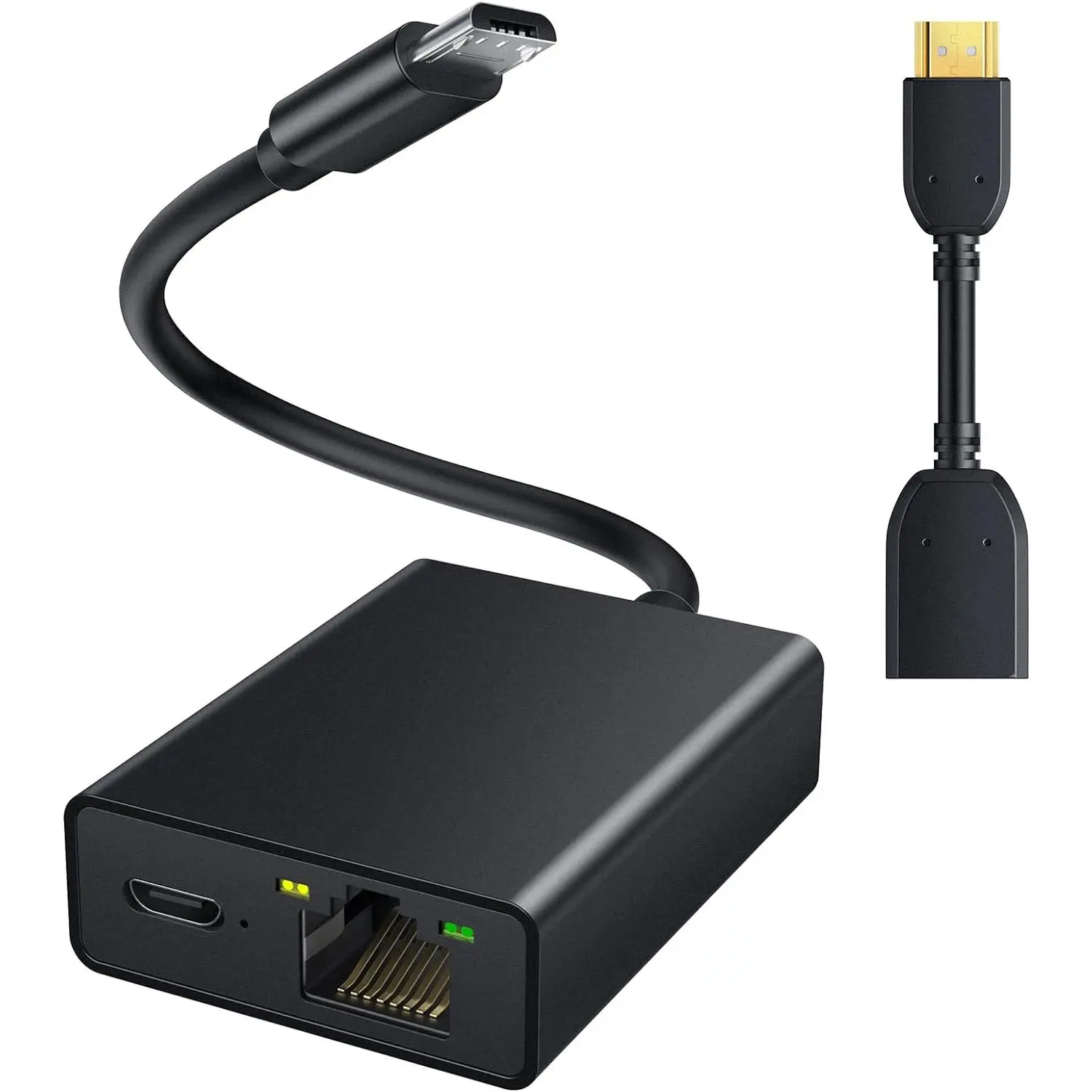 Ethernet Adapter for Fire TV Stick, Micro USB to RJ45 Ethernet Network Adapter Compatible with 4K Fire Stick,Chromecast Google Home Mini and More Streaming TV Sticks with HDMI Cable