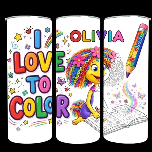 Noonimals Lucy “I Love To Color” 20oz Stainless Steel Tumbler - Featuring Bernice