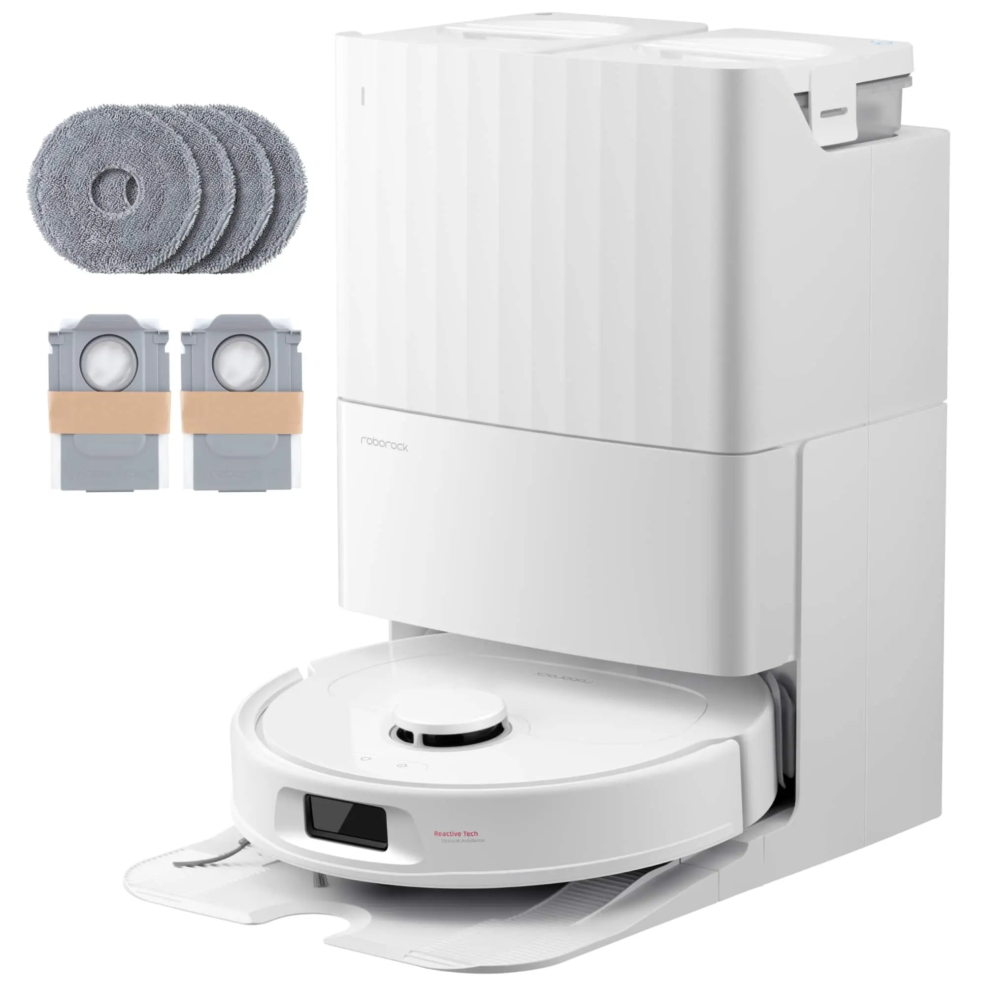 Roborock - Qrevo Series Robot Vacuum & Mop with Multifunctional Dock, 10,000Pa Suction, Anti-Tangle Brush, Self-Emptying - White