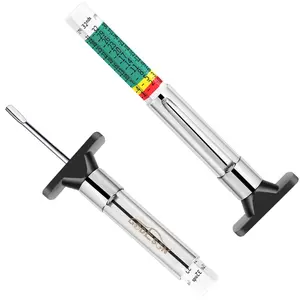 GODESON Tire Tread Depth Gauge, Fluorescent Color-Coded Tread Depth Gauge in 1/32 Inch,Pocket Clip Tyre Wear Measure Tool for Car, Semi Truck, Motorcycle Tire Check, Glow-in-The-Dark(Pack of 2)