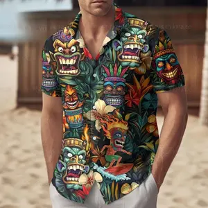 Tiki Button Shirt, Tiki Hawaiian Shirt, Tiki Lovers Summer Shirt, 3D Hawaii Aloha Shirt, Summer Party Gift, Tropical Tiki Beach Shirt#TikTokMadeMeBuyIt#AmericanStyle#250Years#Casual Outfit#TrendyTee