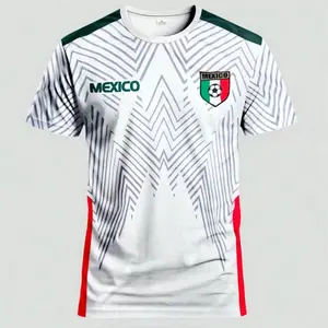 New Mexican Men's Soccer Jersey, Comfortable Football Shirt, Breathable Mesh Fabric Short Sleeve Sports Top, American Retro Style, Lightweight Jersey
