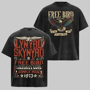 LYNYRD SKYNYRD Free Bird Men's Short-Sleeve Round Neck T-Shirt - Stylish Casual Top, Rock Band Merch, 90s Vintage Graphic Streetwear Apparel