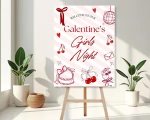 [Sale off up to 50%] [Free ship] [No Frame] Galentines Day Welcome Sign Valentines Party Poster Friends Valentine Signage Galentine Party Decor Girls Night Editable Canva Template