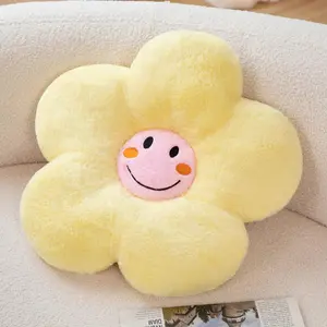 18 Yellow Flower Pillow Flower Shaped Throw Pillow Colorful Smile Daisy Flower Pillows Seating Cushions for Adults  Throw Pillows Couch Decor