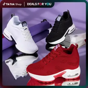 Sosenfer Women's High Wedge Sneakers Breathable Mesh Knit Fashion Sneakers Lace Up Non-Slip Walking Shoes.SPK1029