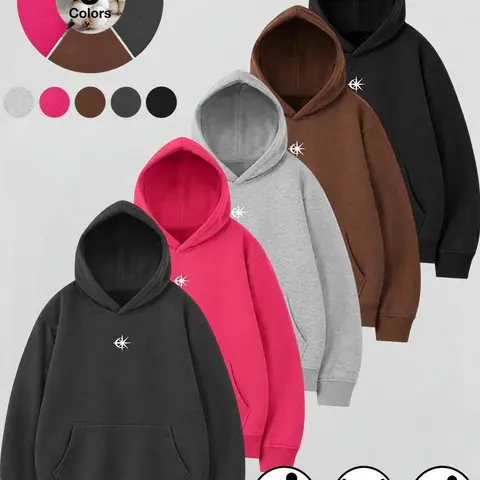 Men's Cotton Blend Pullover Hoodie with Pockets - Loose Fit, Stylish Small Star Graphic Print, Front Kangaroo Pocket, Ribbed Cuffs & Hem, Casual Wear, Streetwear Sweatshirt, 1/2/3 Pack Mens Tops