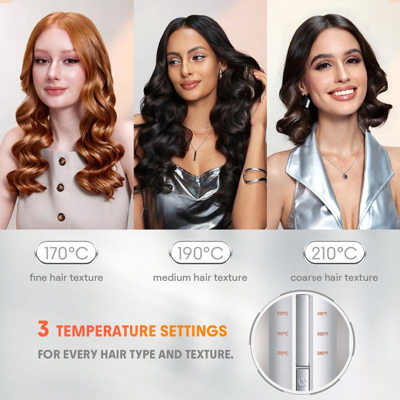 SHEGLAM Hair Automatic Curling Iron 1/1.25 Inch with 3 Temperatures, 2-Way Rotation, Anti-Scald, Anti-Tangle, Automatic Shut-Off, Swivel Cord Barrel