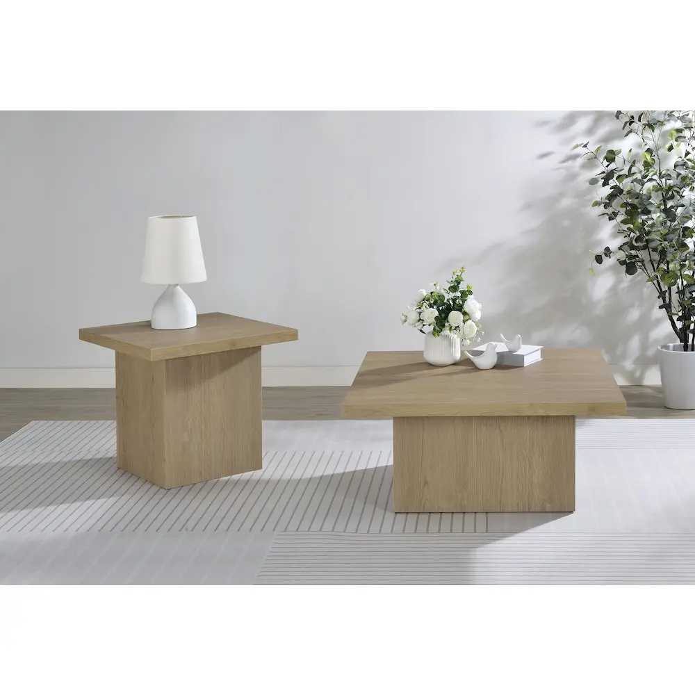 Devar 3-Piece Art Table Living Room Furniture Set - Woodgrain Aesthetic, Engineered Wood, Modernist Look, Realistic Veneer Laminate, Rich Black Latte Coffee Tables for Indoor Use