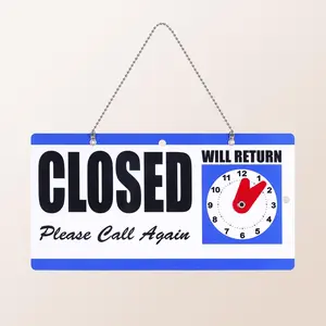 Closed Sign, Closed Sign with Time Clock, Plastic Sign with Hanging Chain, Home Decor for Retail, Bar, Bakery, Outdoor Entrance Decoration, Signage, Room Decor, Decoration Items, Home Decor Products