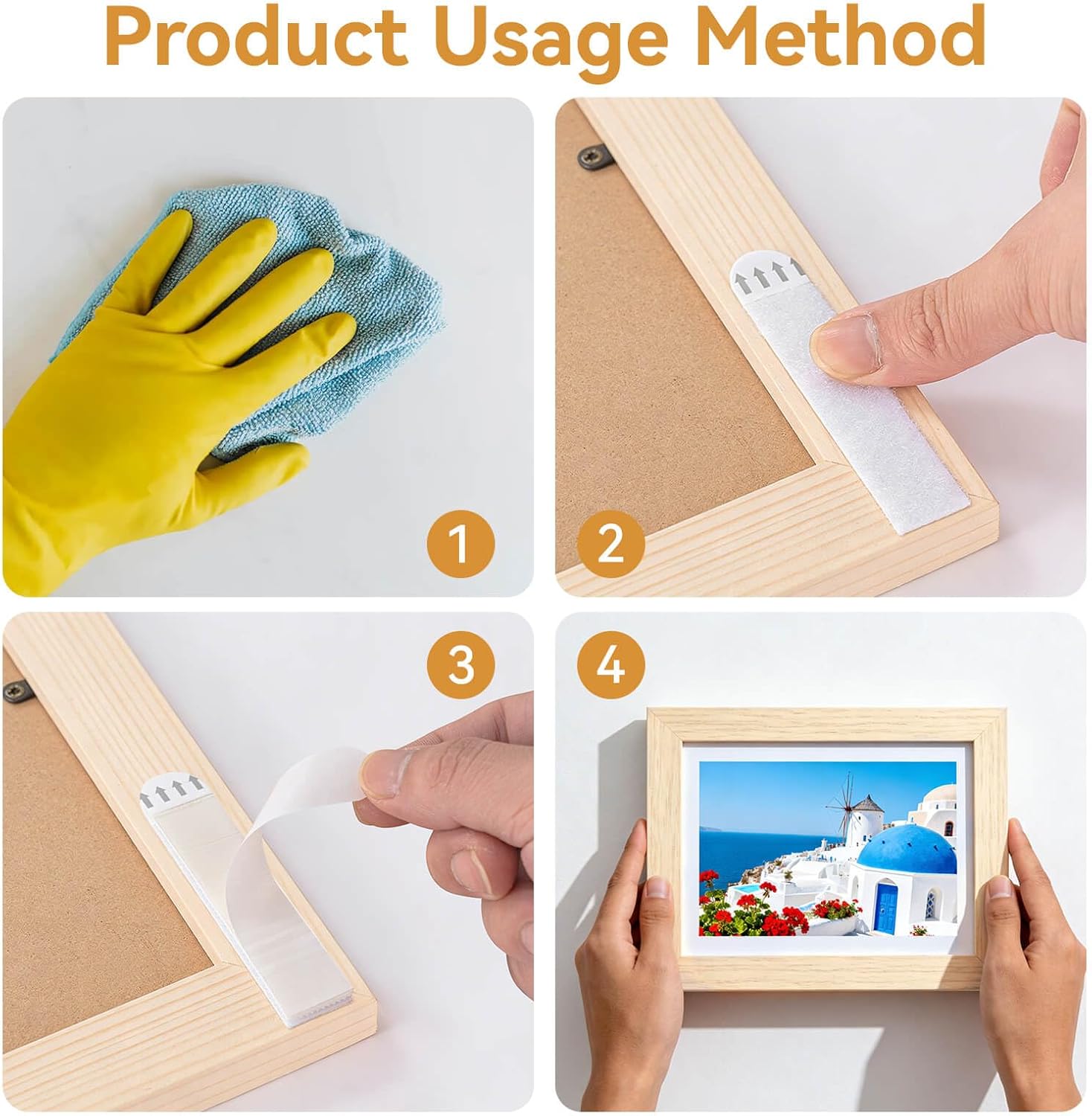 Heavy Duty Damage-Free Picture Hanging Strips, Super Strong Adhesive Hook & Loop Mounting Tape, No Drill No Nails Removable Hangers for Wall Frames, Posters and Christmas Decorations