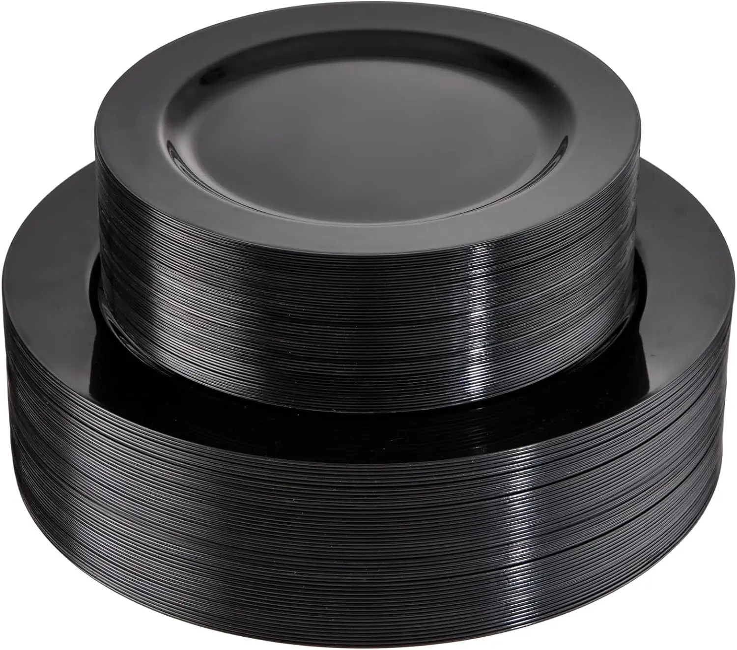 200PCS Black Plastic Plates - Heavy Duty Black Disposable Plates for Birthday Party/Wedding/Father's Day- serve 100guests 10 inch and 7 inch Set