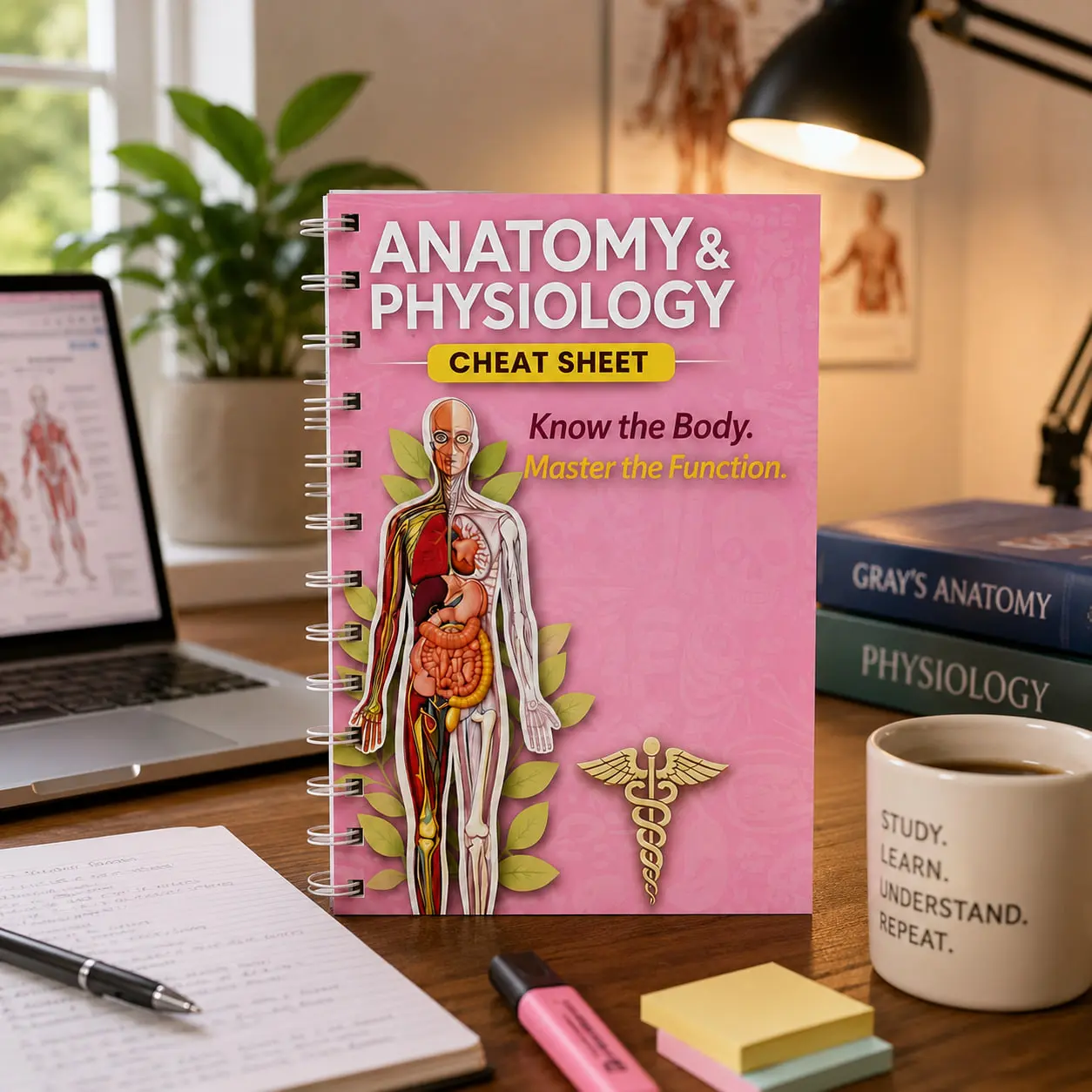 Anatomy & Physiology Cheat Sheet Notebook - Medical Student Study Companion