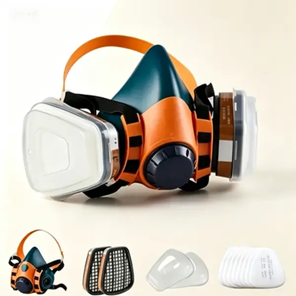 Reusable Silicone Half Mask with Replaceable Filters - Anti-Fog Welding Respirator, Spray Paint Protection, Woodworking Dust Mask, Chemical & Pollen Safety - Adjustable Straps, Comfort Fit for Workshop & DIY