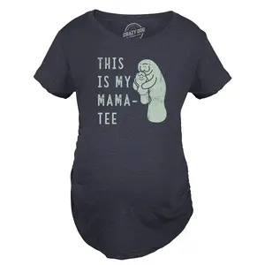 Maternity This Is My Mama Tee T Shirt Funny Cute Manitee Mom and Baby Pregnancy Top for Ladies Funny Graphic Maternity Tee Cute Pregnancy Tees With Plus Sizes Pregnant Funny Animal Short Sleeve Maternity Shirts Navy -
