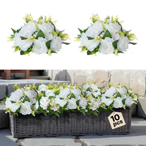 【Summervibes】VEVOR Flower Balls Arrangement Bouquet 10 PCS, 9.5-Inch Diameter Artificial Flower Balls Wedding Rose Centerpieces, Faux Flowers Arrangements for Wedding Centerpiece Home Table Decorations, White