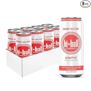 Hiball Energy Sparkling Water Zero Sugar and Zero Calorie Drink, Grapefruit, 16 Fl Oz ( 8 Count) Sparkling Water Zero Sugar and Zero Calorie Drink, Grapefruit, 16 Fl Oz ( 8 Count)