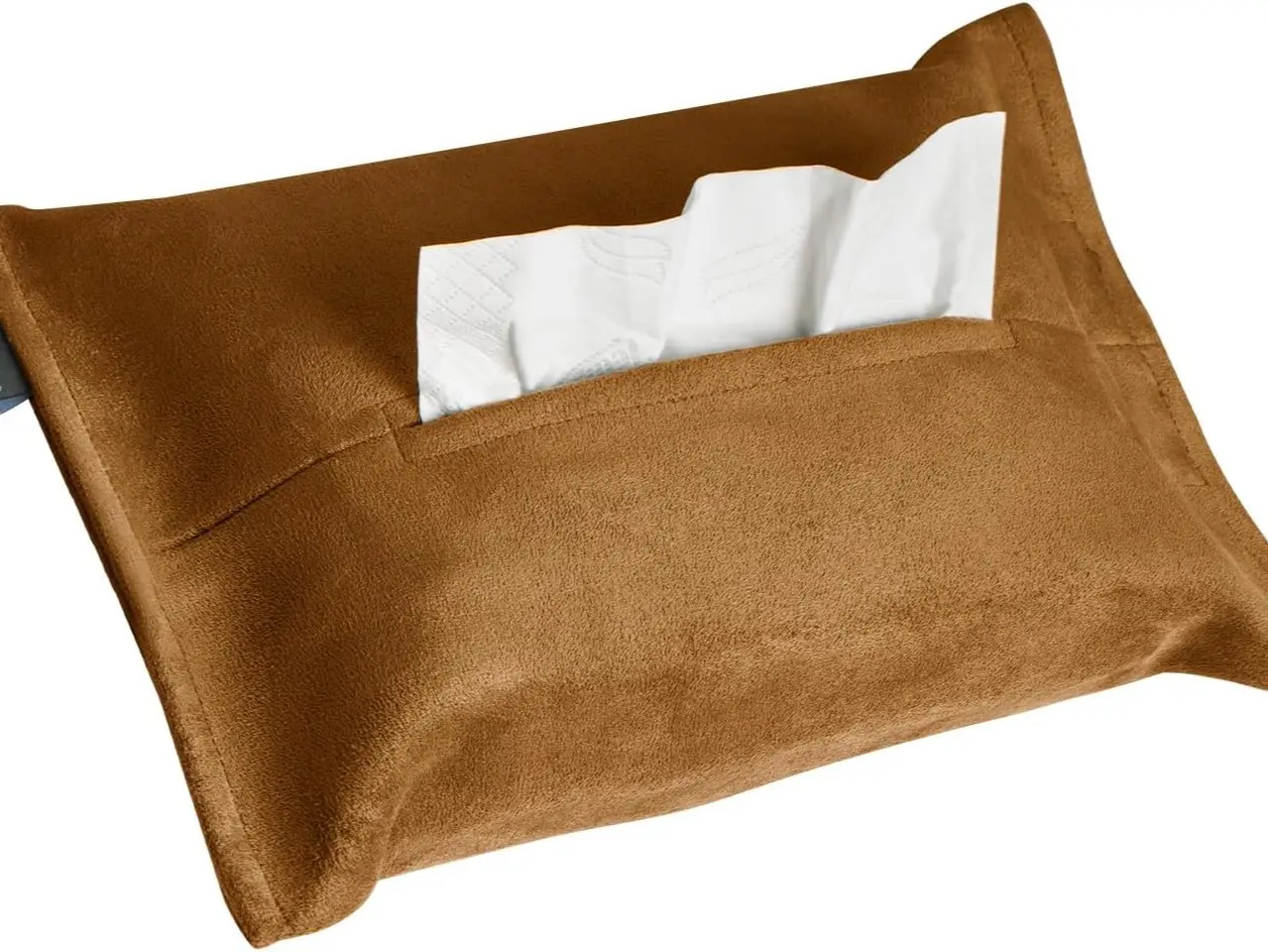 Car Tissue Holder, Premium Microsuede Sun Visor Napkin Dispenser, Wipes Case for Backseat, Vehicle Accessories (Mocha Brown)